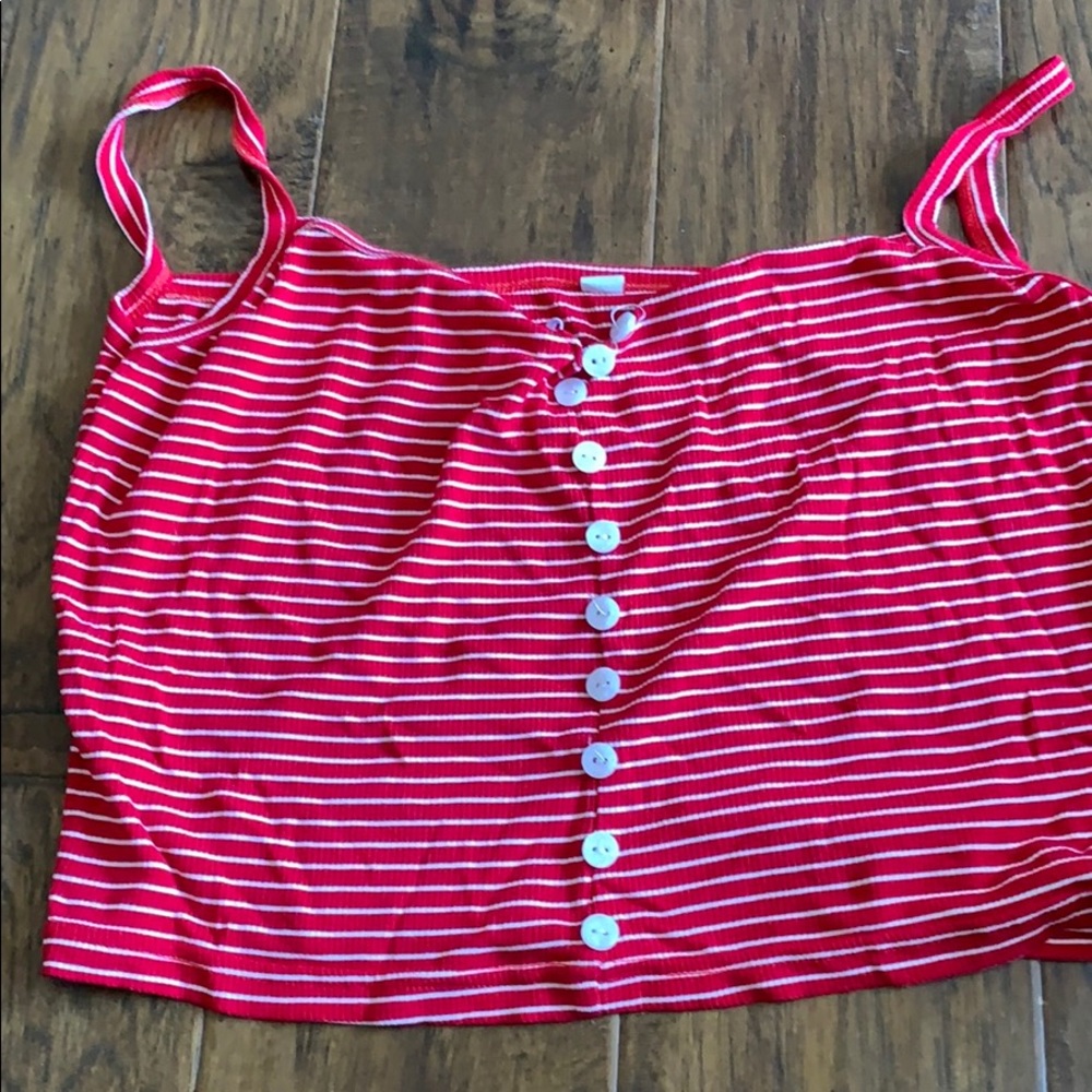 striped, red and white tank top, cropped